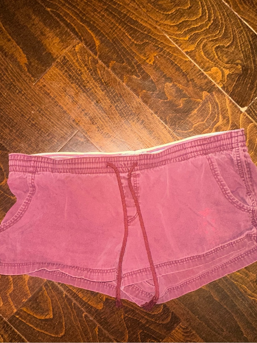 Y2K VTG American Eagle Women Size L Micro Mini Shorts Burgundy Booty Low Rise